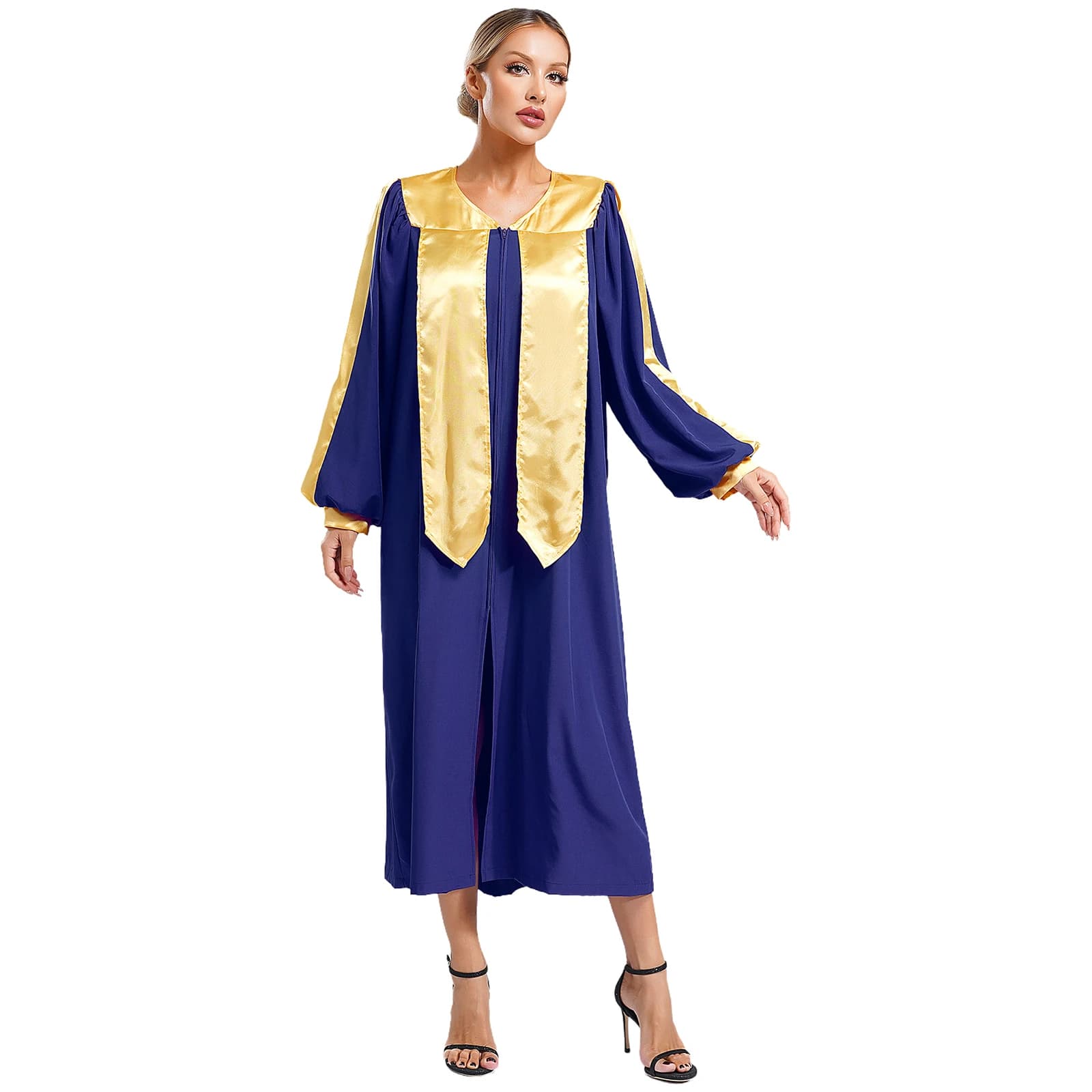 Women's Church Choir Love Dress Lode Liturgical Dance Dress V Neckline Long Sleeve Chenier Dress Halloween Cosplay Party Costume