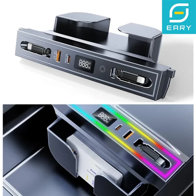 Highland Tesla Model 3 Y Docking Station Retractable with RGB Lighting Quick Charging Data Cables