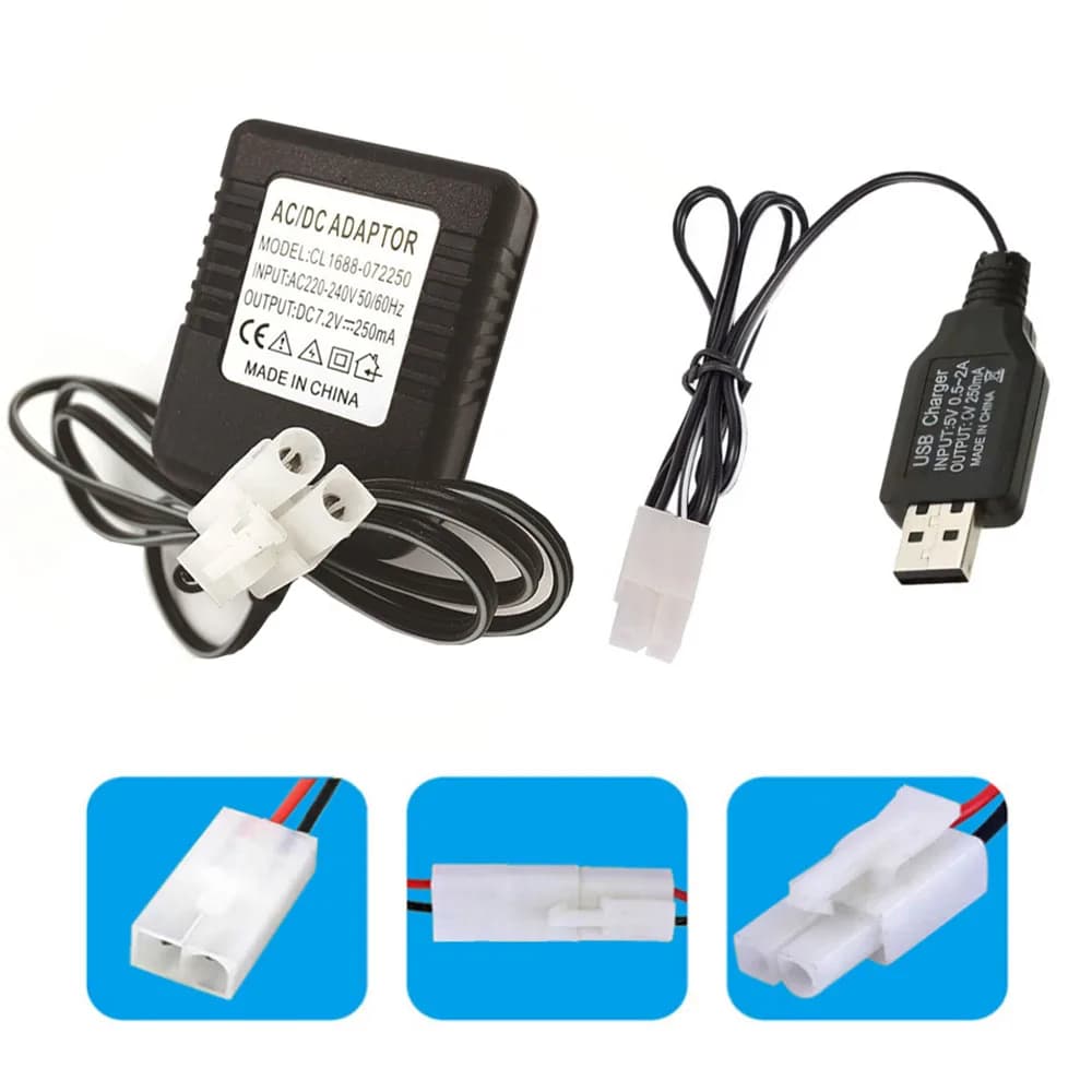 Power charger 7.2V 9.6V 2pin for toy RC for battery NiCd NiMH 220-240V input plug ue 5V input USB 7.2/9.6V output charger