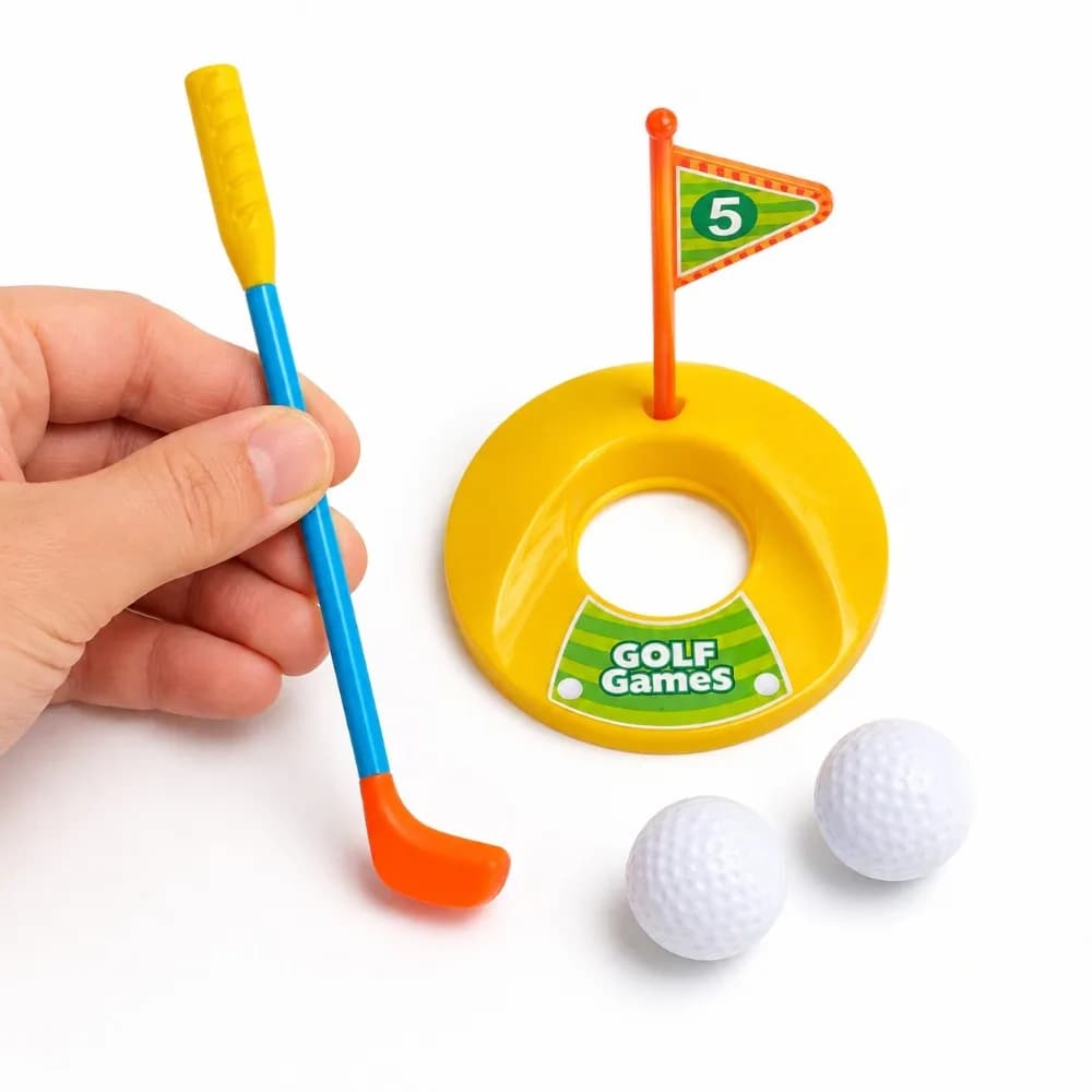 5 Pack Kids Tabletop Golf Toy with Miniature Golf Club Putting Hole Cup Flag and 2 Practice Balls Active Desktop Sports Game