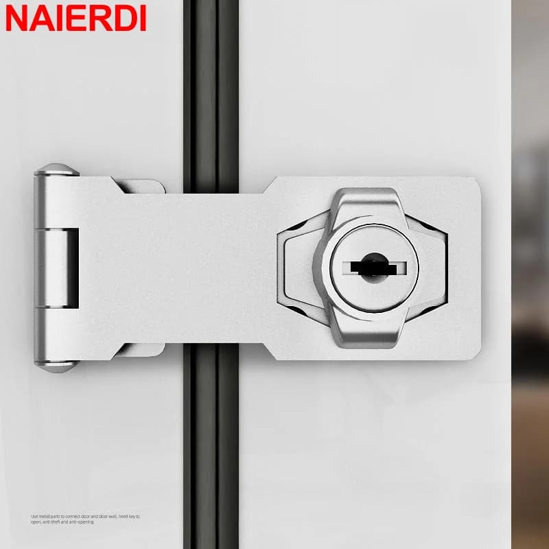 NAIERDI Hasp Lock Catch Latch Serratura di sicurezza Manopola girevole in lega di zinco Serratura per porta con chiave con chiavi per cassettiere Armadi Cassetta delle lettere