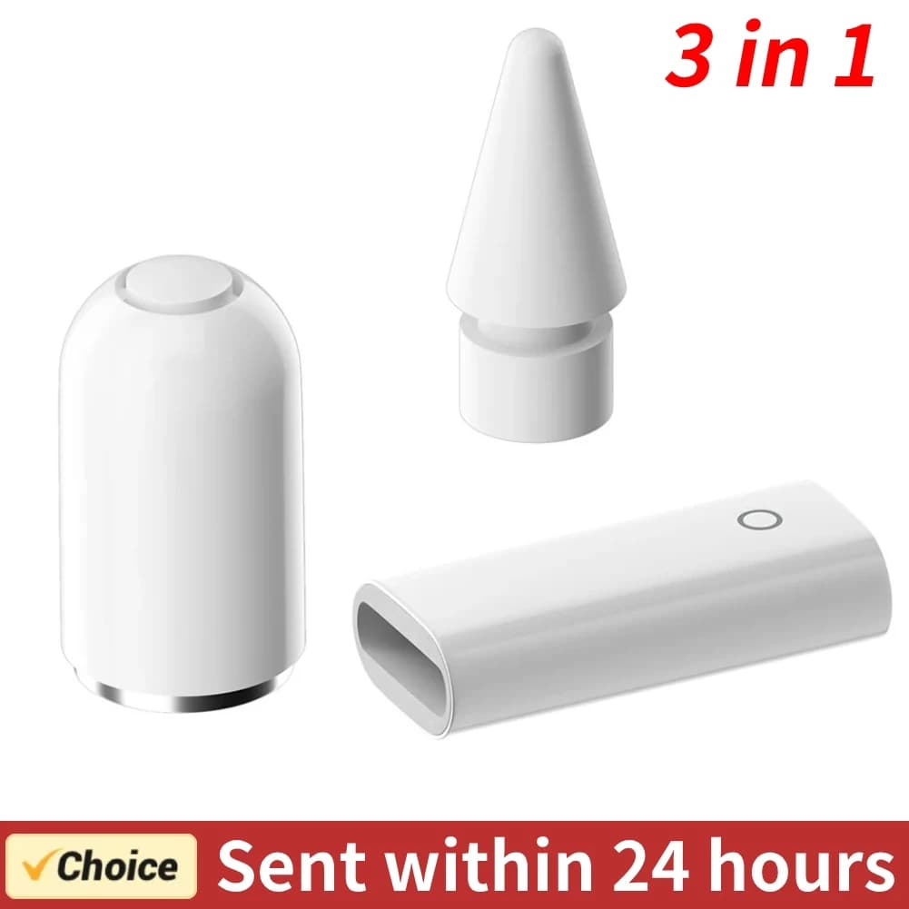 Adattatore di ricarica 3 in 1 tappo a matita magnetico stilo Set di punte di ricambio Smart Chip integrato leggero per Apple Pencil 1