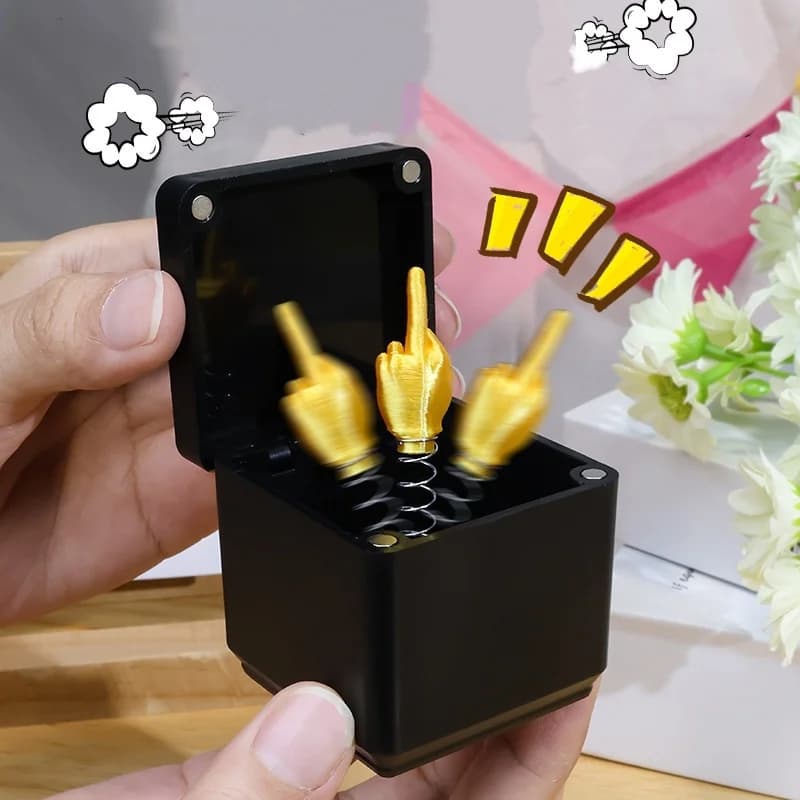 Pronto per l'uso Scherzo pop-up Scatola regalo con dito medio Scatola regalo per albero di Natale giocattolo Confezione regalo a sorpresa di Halloween Parodia del dito medio