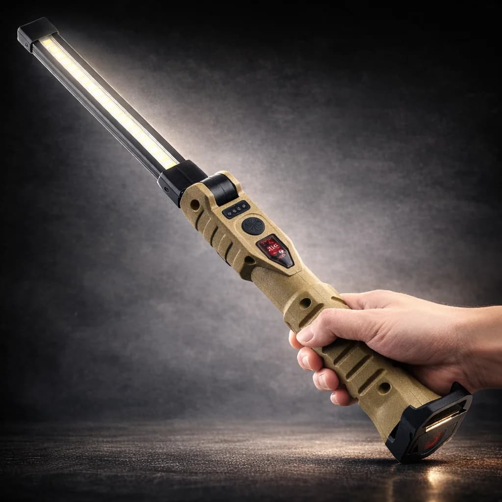 LED COB XPE Foldable USB Charge Portable Flashlight with Magnetic Base and Hook for Auto Repair Emergency Inspections Red SOS
