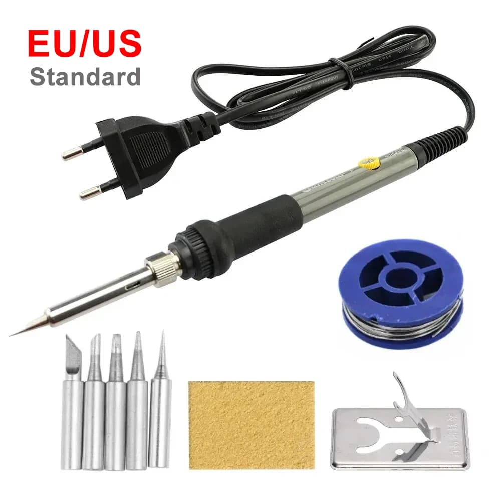60 W adjustable temperature electric welding station. Welding iron rework station. Thermal pen tips. DIY Repair Tool
