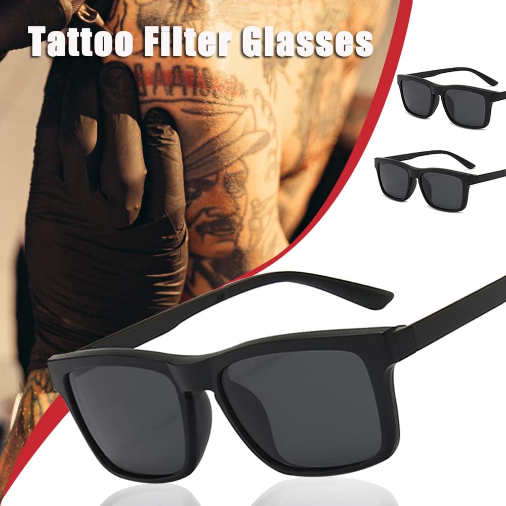 Occhiali da sole polarizzati per tatuaggi Lenti per la visione del tatuaggio e montatura extra Protezione per gli occhi Occhiali riflettenti in vetro per la chiarezza del tatuaggio