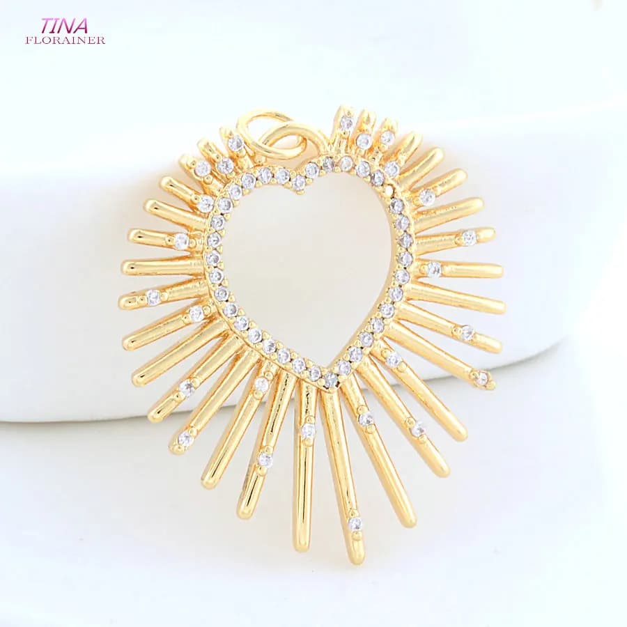 28.5*31.5MM 18K Colore Oro Ottone a Forma di Cuore Pendenti con Ciondoli Collana Creazione di Gioielli Forniture Accessori Fai Da Te