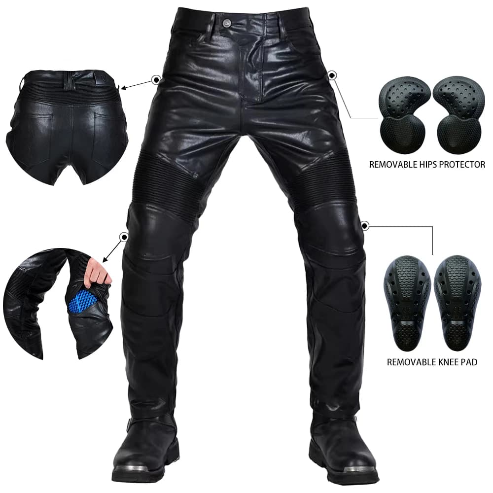 2024 motocross racing pants PU leather motorcycle pants waterproof windproof men's 4X CE Ginocchio Hip Pad riding jeans for motorcycle