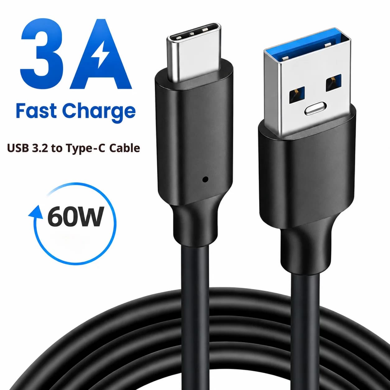 Cavo USB3.2 da 10 Gbps Cavo USB tipo A a USB C 3.1/3.2 Gen2 Trasferimento dati Cavo disco rigido USB C SSD 3A 60W QC 3.0 Ricarica rapida