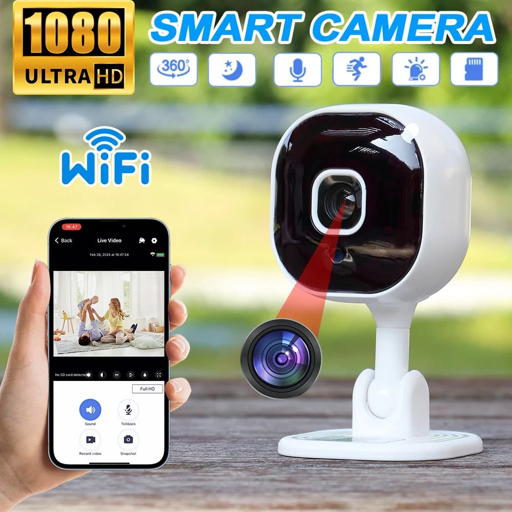 1080P Wifi Camera Surveillance Camera Mini Security Camera Home Baby Monitor Motion Detection Night Vision Two-Way Audio Camera