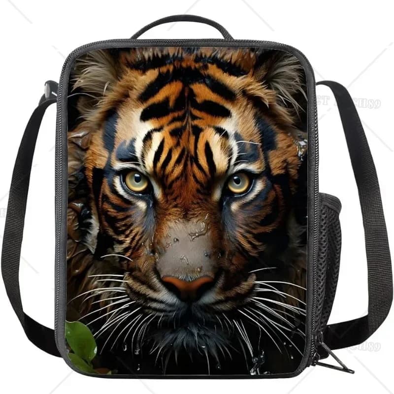 Scatole per il pranzo isolate con stampa animalier 3D per bambini Donne Uomini Borse termiche per pasti Borsa per il pranzo con tracolla per lavoro