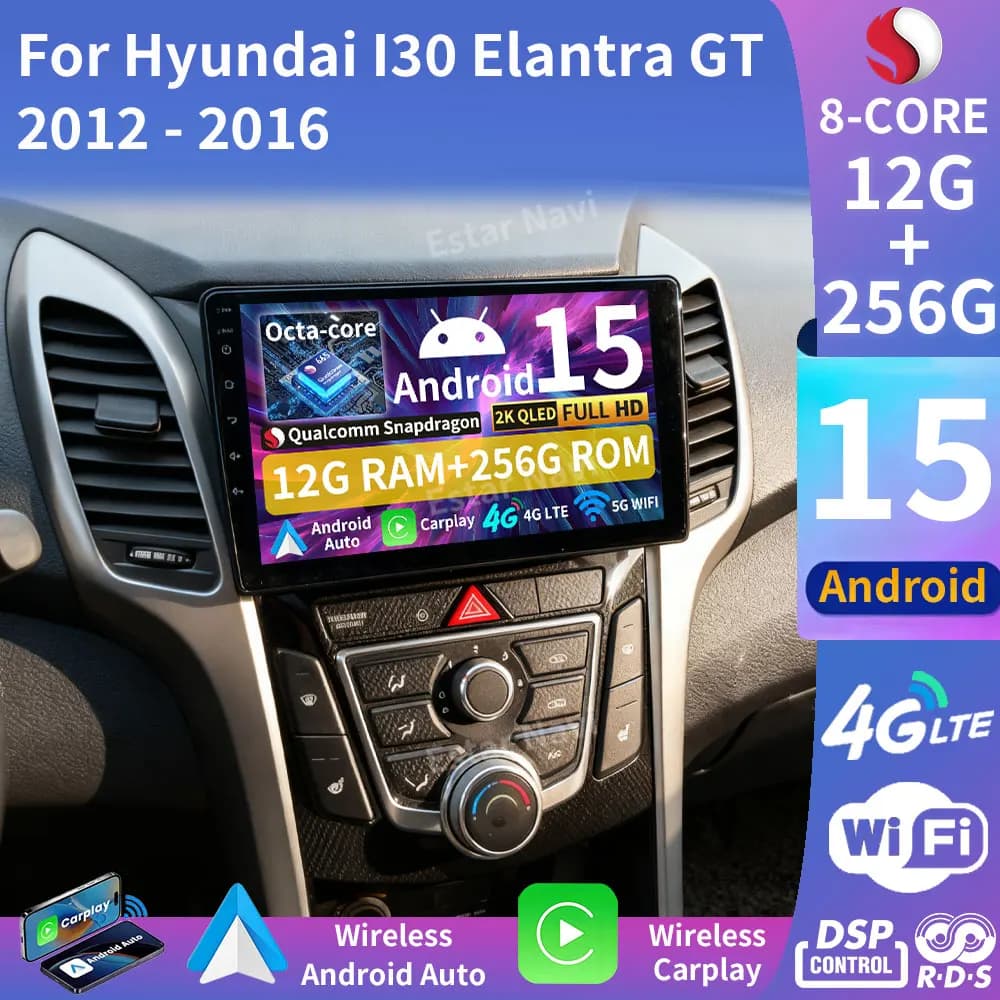 Android 15 Autoradio Per Hyundai I30 Elantra GT 2012 2013 2014 2015 2016 GPS Lettore Multimediale Navi Unità Principale Stereo Carplay DSP