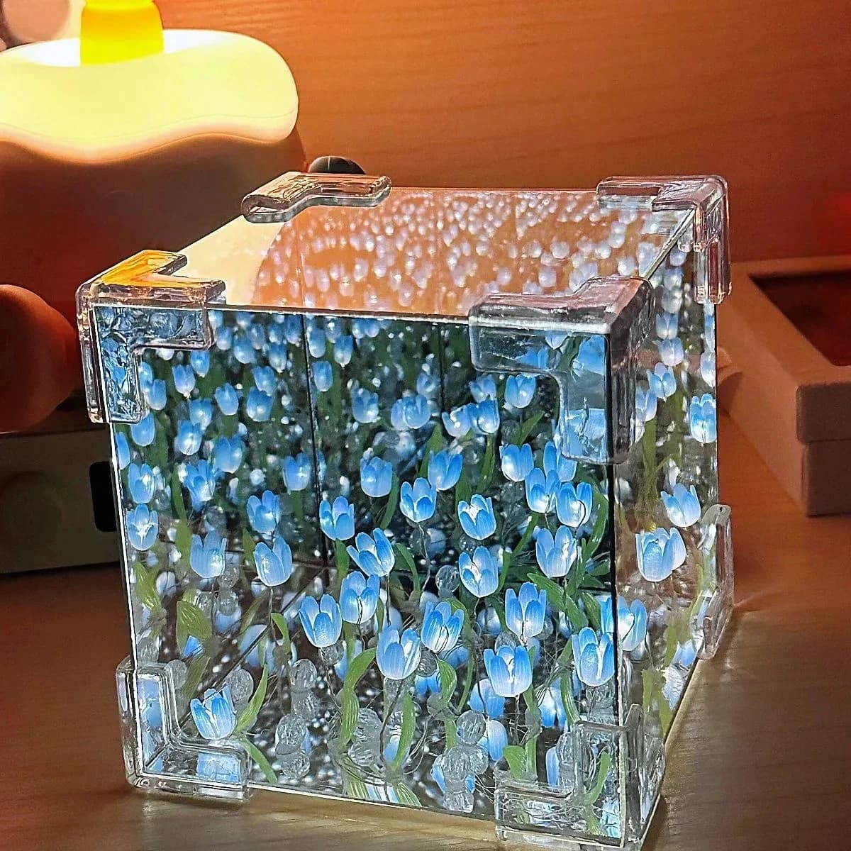Handmade Tlip Flower Cube Night Light GT Set Complete with Material Pack Room Decoration Couple Birthday Gift Night Light