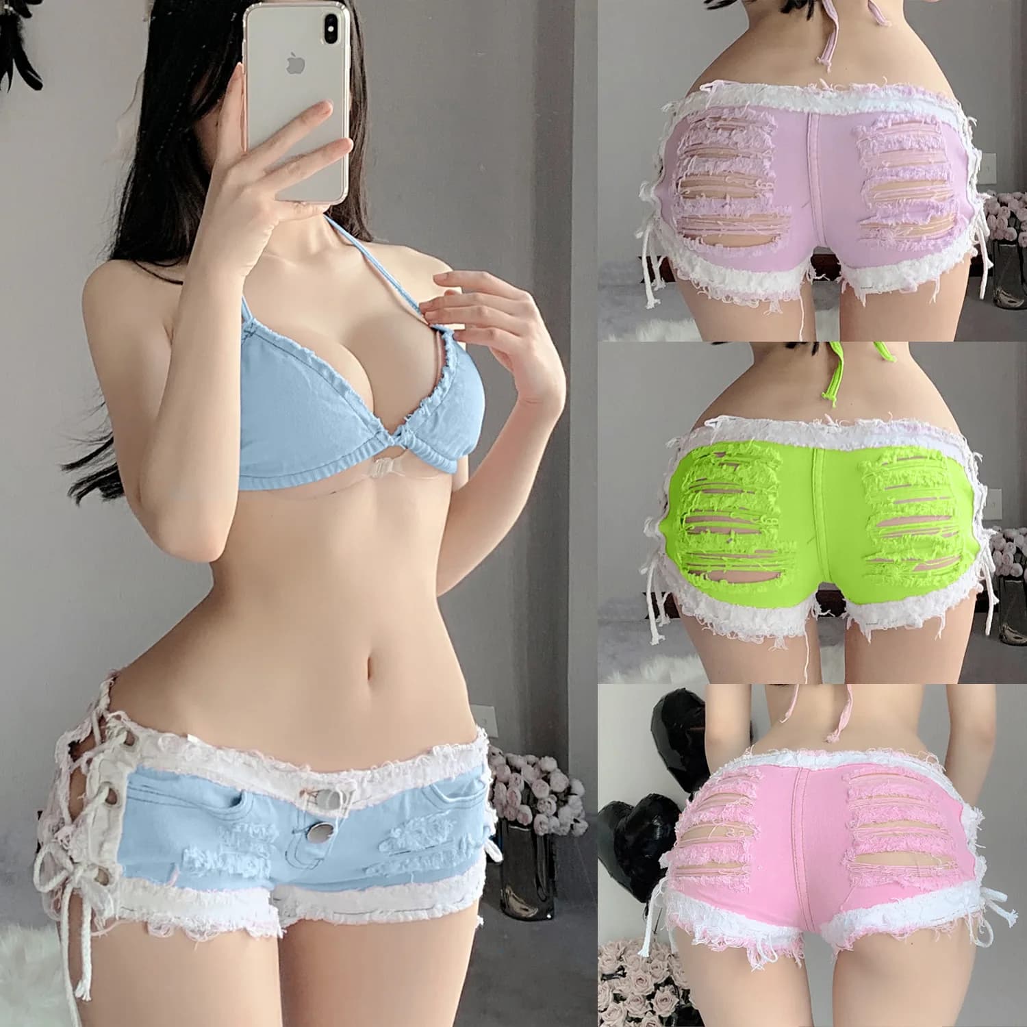 New Autumn Women's jeans shorts - Hot pants ripped at low waist | Sexy casual jeans aged