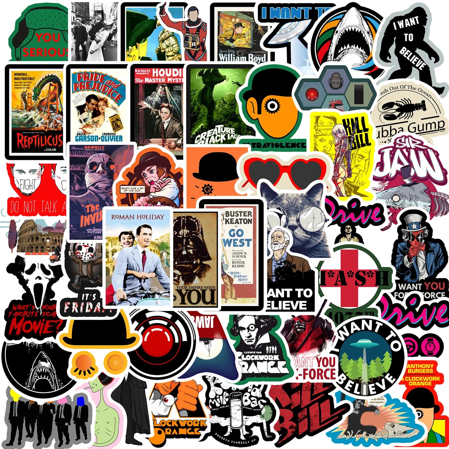 50 pz creativo classico film adesivi fai da te Skateboard frigorifero chitarra Laptop moto viaggio giocattolo classico Cool decalcomanie Sticker