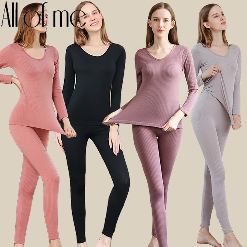 1 set warm underwear warm underwear sexy woman panties long set shape women's central collar women's warm clothes