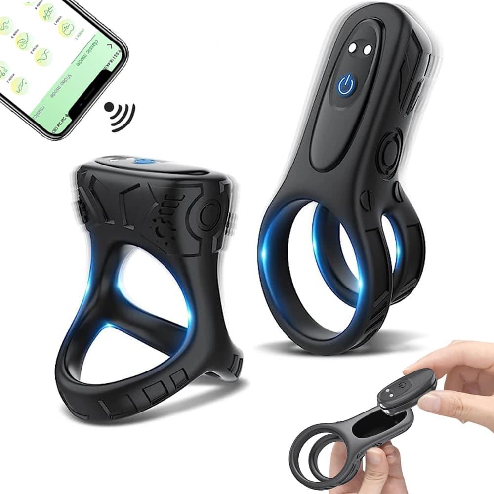 Anello Vibrante per Pene Controllato da App per Uomini, Ritardante dell'Eiaculazione, Gabbia di Castità con Motore Rimovibile, Giocattolo Sessuale per Coppie