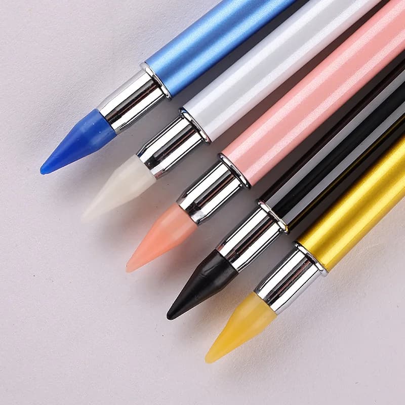 1PC Dual-ended Nail Art Punteggiatura Pen Set Con 2 Teste Sostituite Perline di Strass Borchie Picker Matita di Cera Pennello Unghie Strumenti di Arte