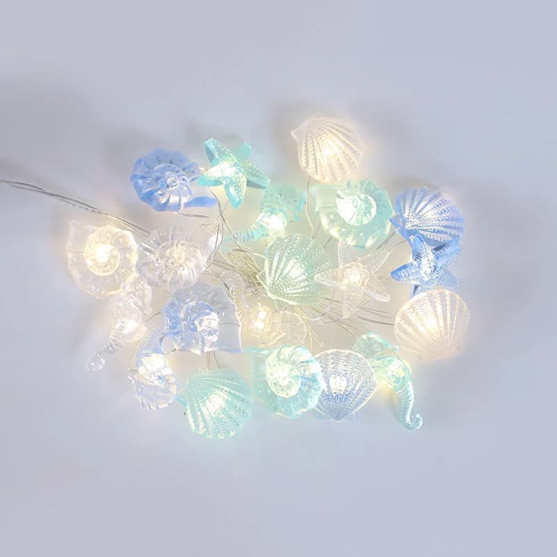 2m 20LED oceano conchiglia stella marina luci della stringa sotto il mare fata luce sirena tema compleanno decorazione della festa nuziale