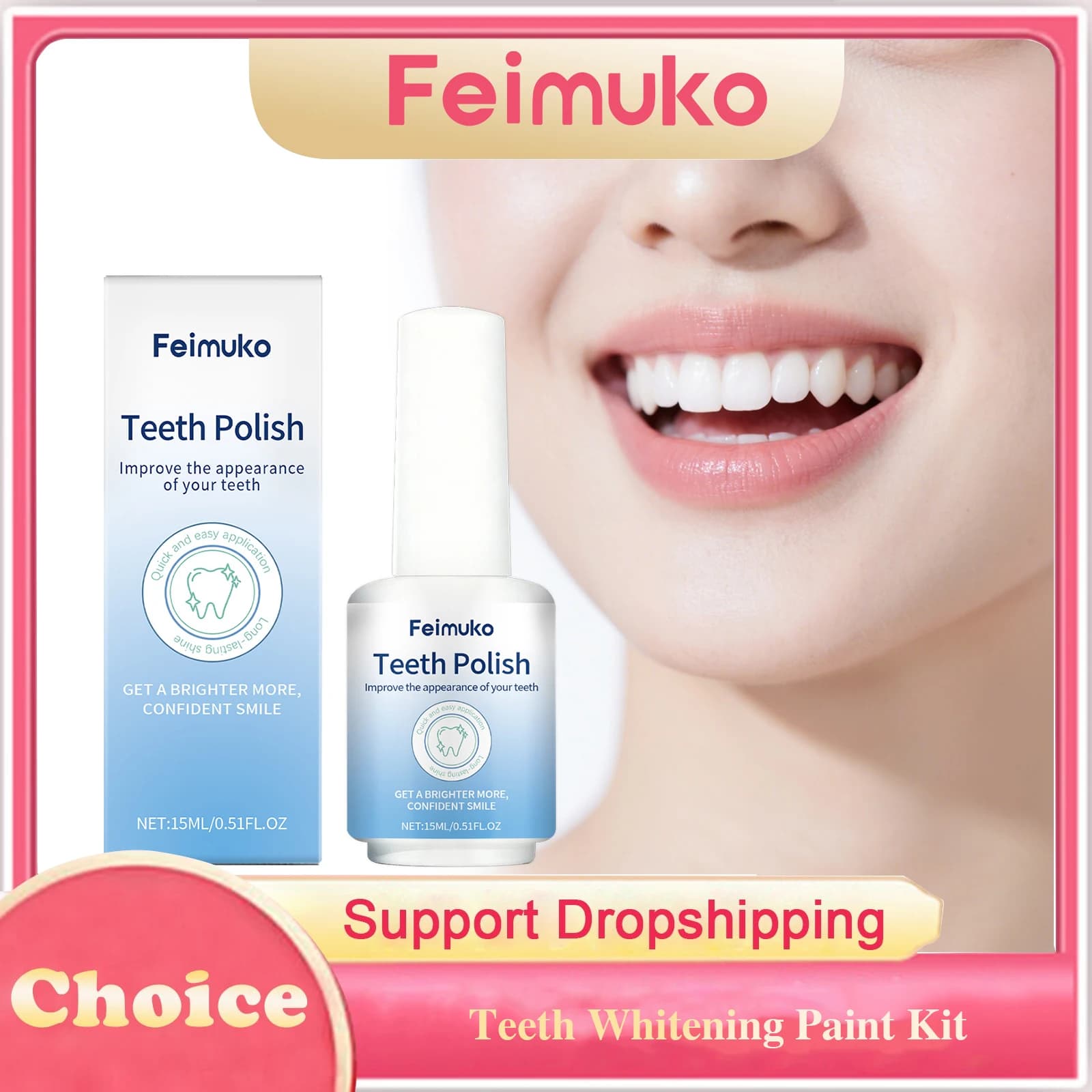 Teeth whitening kit: removes pigments, gently cleanses spots, brightens smile, natural whitening paint for teeth