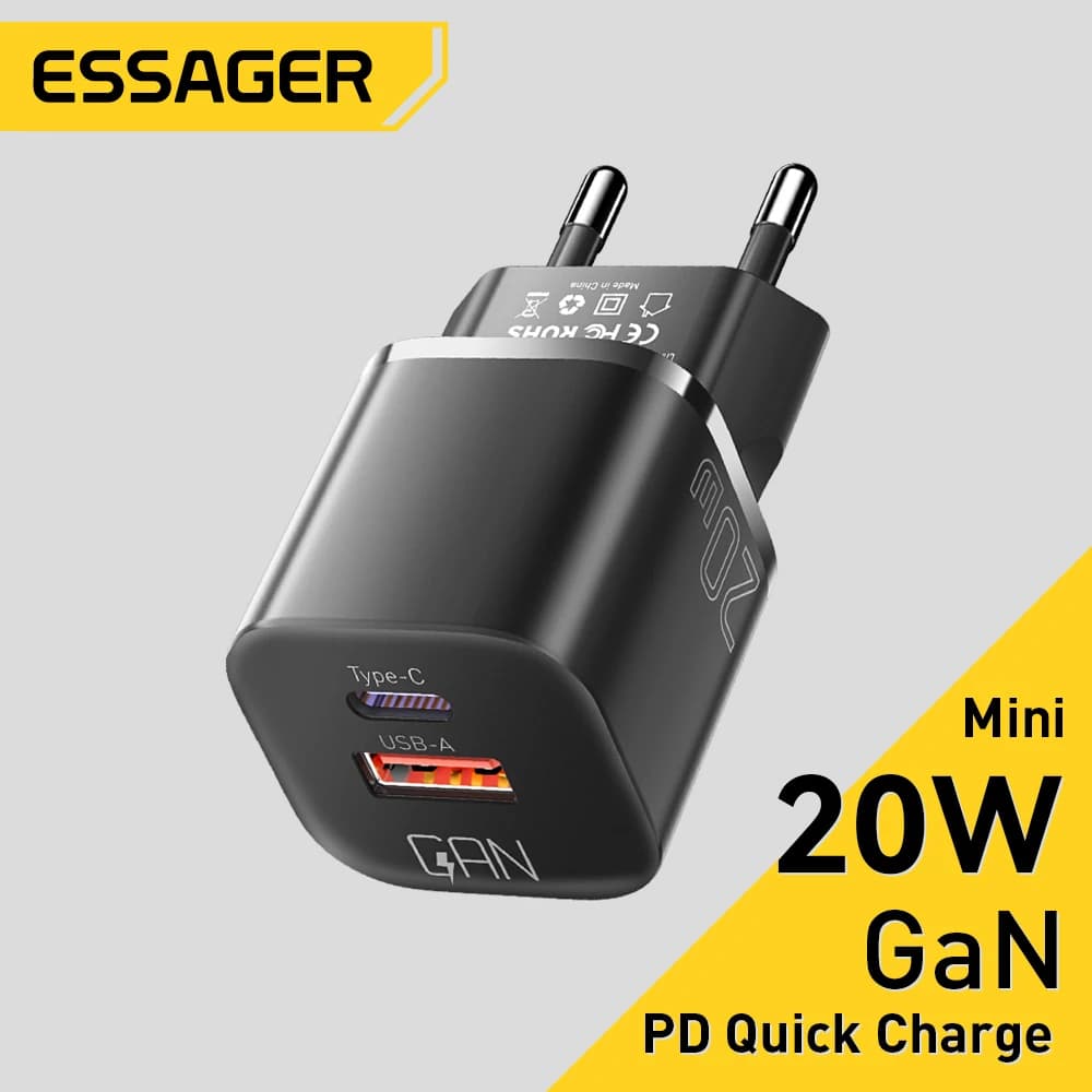 Essager 20W GaN PD USB C Charger for iPhone 14 13 12 11 Pro Max Phone QC 3.0 PD 3.0 USB Type C Quick Charging for Xiaomi littleiPad
