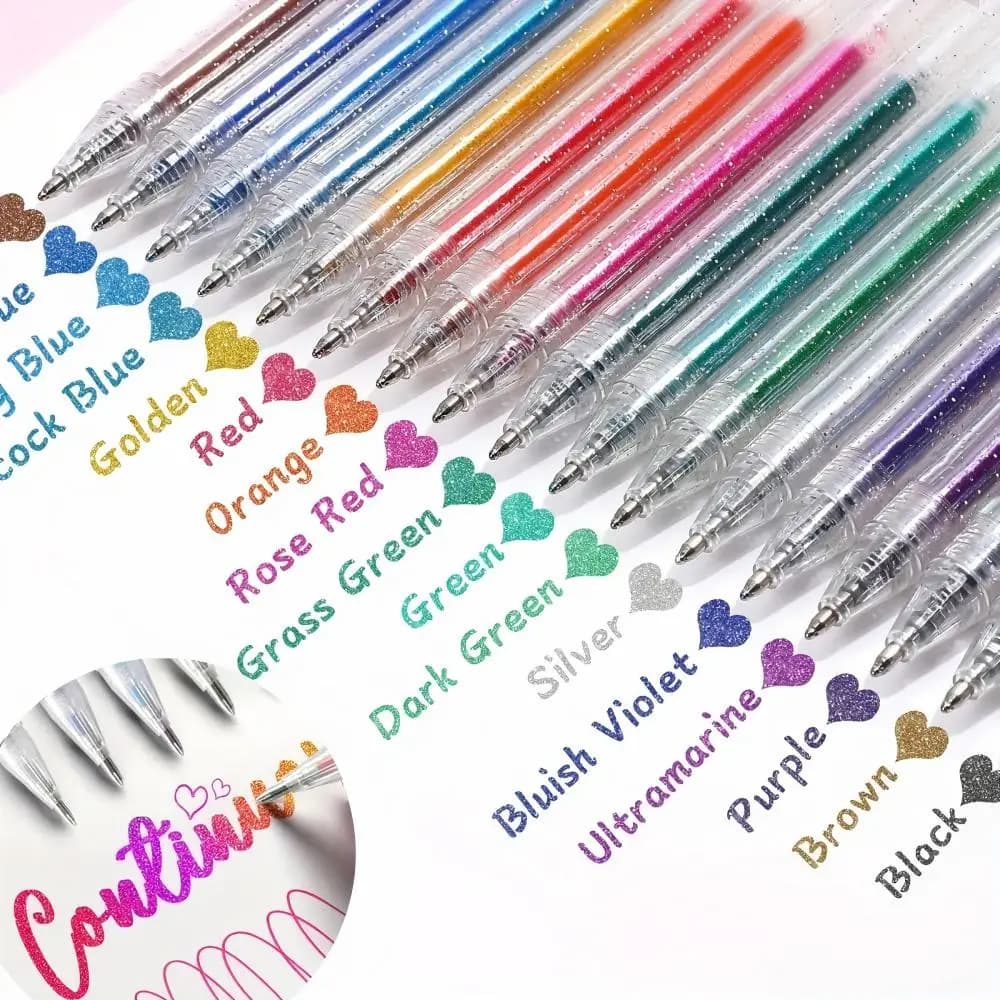 Set da 8-60 Metallico Scintillio Penne gel 1,0 mm Penna a sfera colorata Carta del libro Scrittura di lunga durata Disegno Marcatura Colorazione Fai da te Arte
