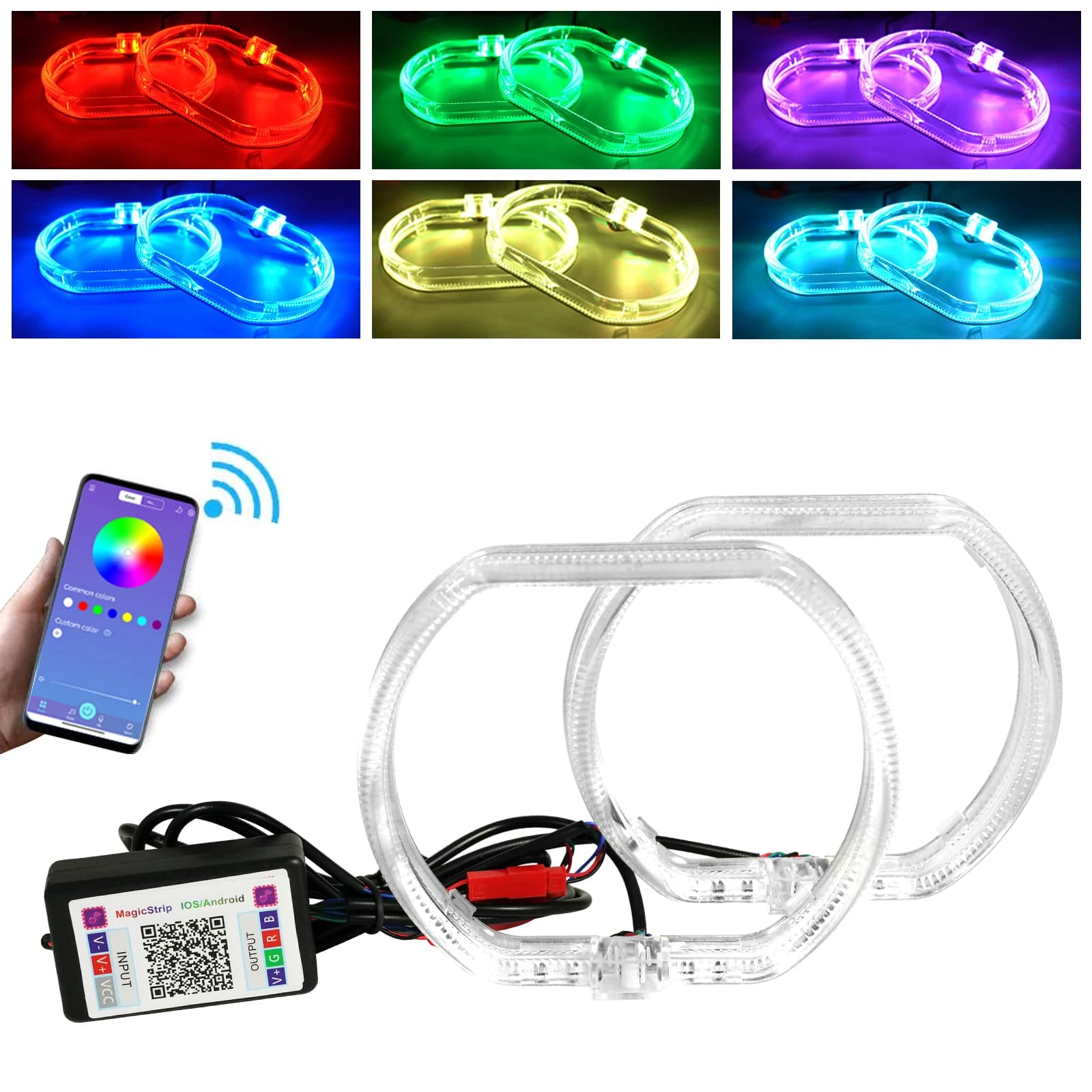 2 pz/set LED guida Angel Eyes 100mm 120mm anelli Halo quadrati per obiettivo proiettore Bi-Xenon luci di marcia diurna 12V 24V DC