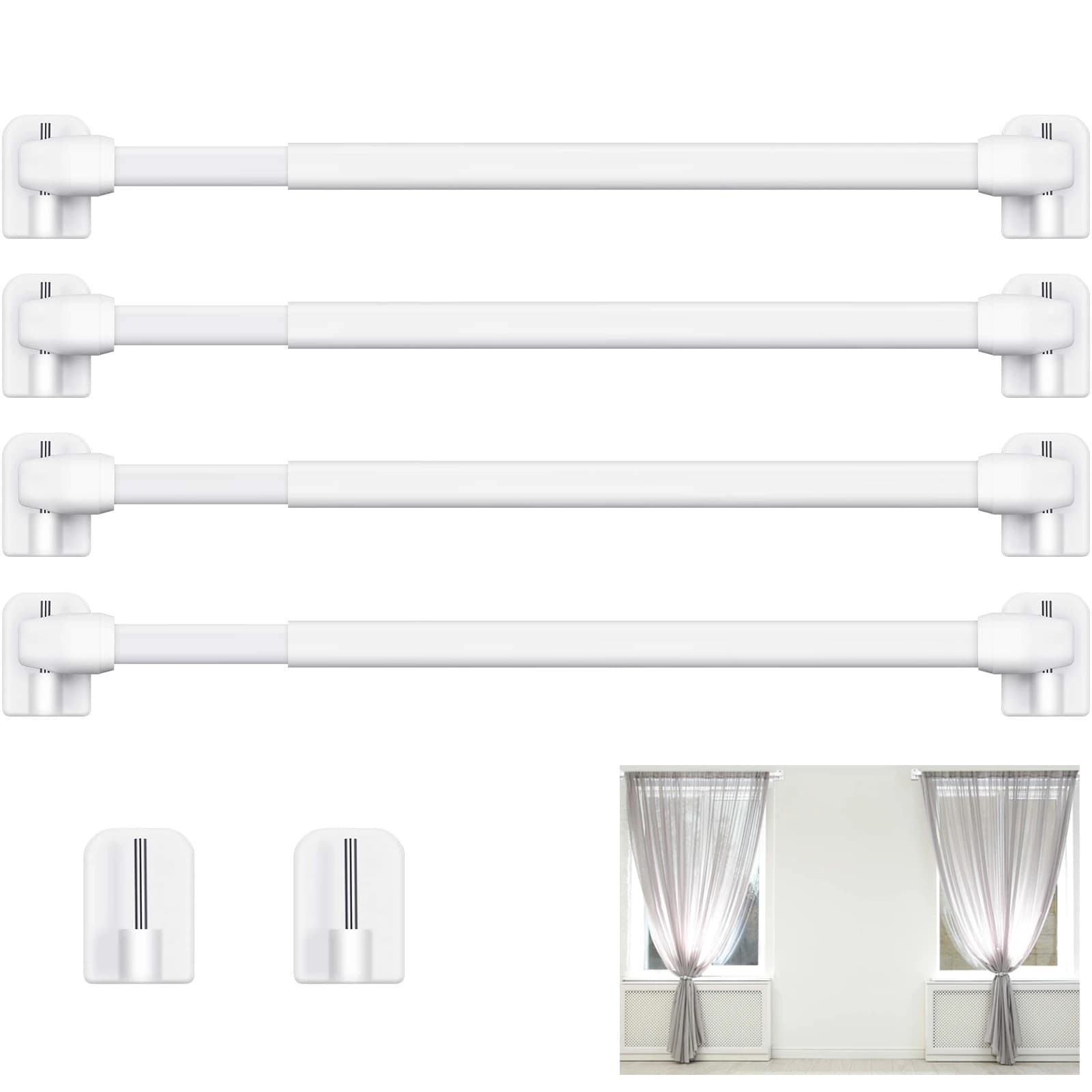 4Pcs Adjustable Curtain Rod Bathroom Bar Shower Extendable Telescopic Poles Without Drilling Hanger Rods for Kitchen Home Hotel