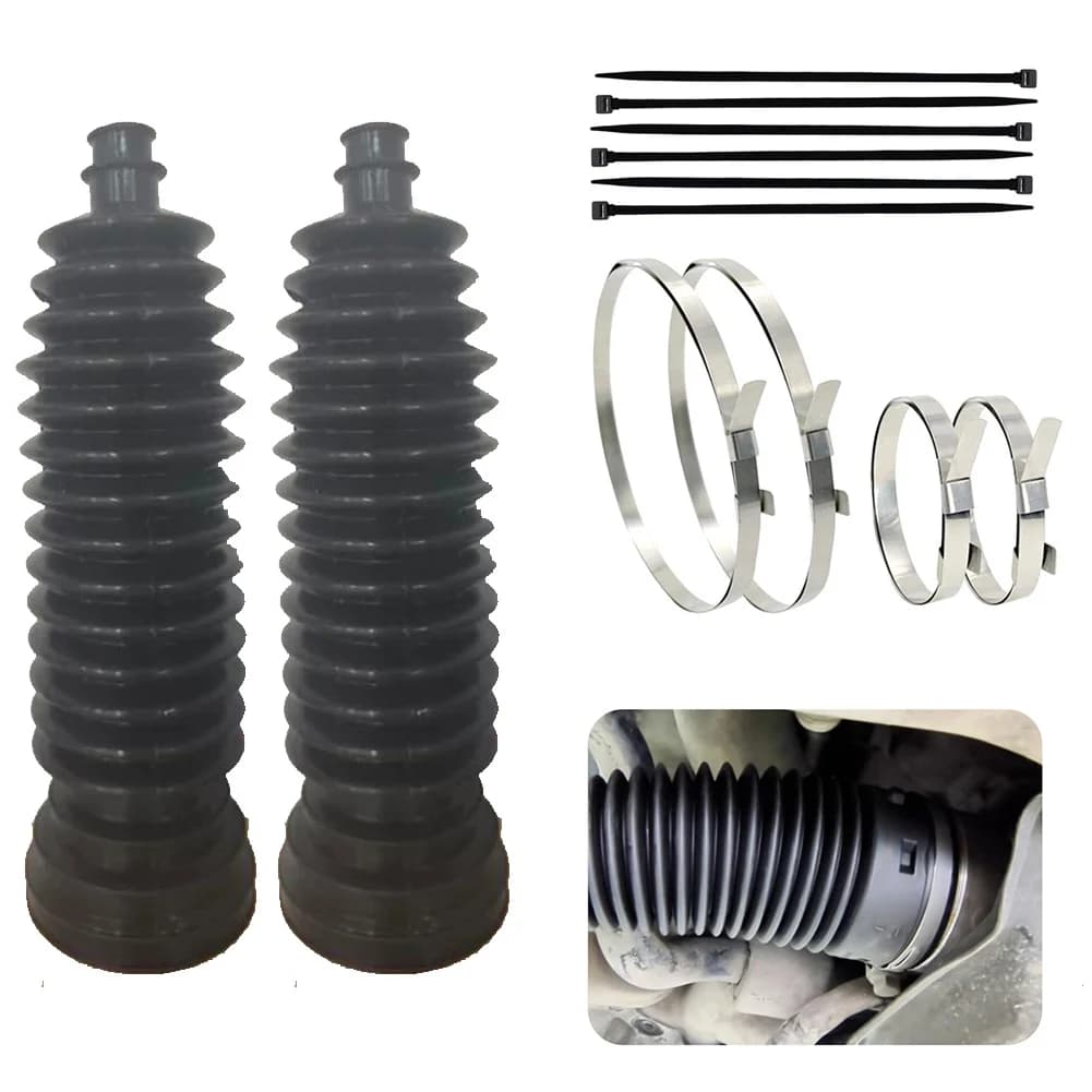 Kit di stivale a soffietto per cremagliera e pignone in silicone per auto Morsetto e fascette per cavi in acciaio inossidabile sinistra e destra