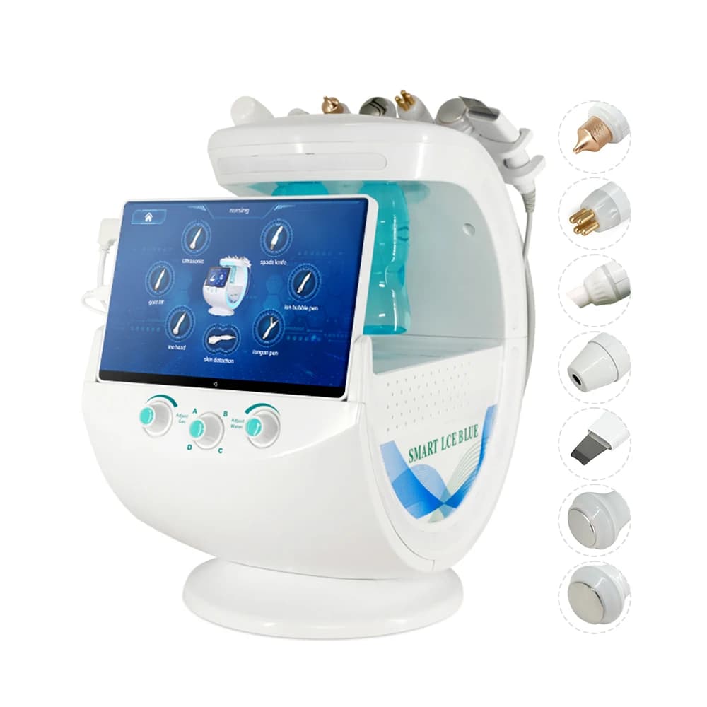 Skin Analyzer with Massage Gun 7 in 1 Hydra Dermoabrasion Machine for Hydra Dermoabrasion Blue Ice