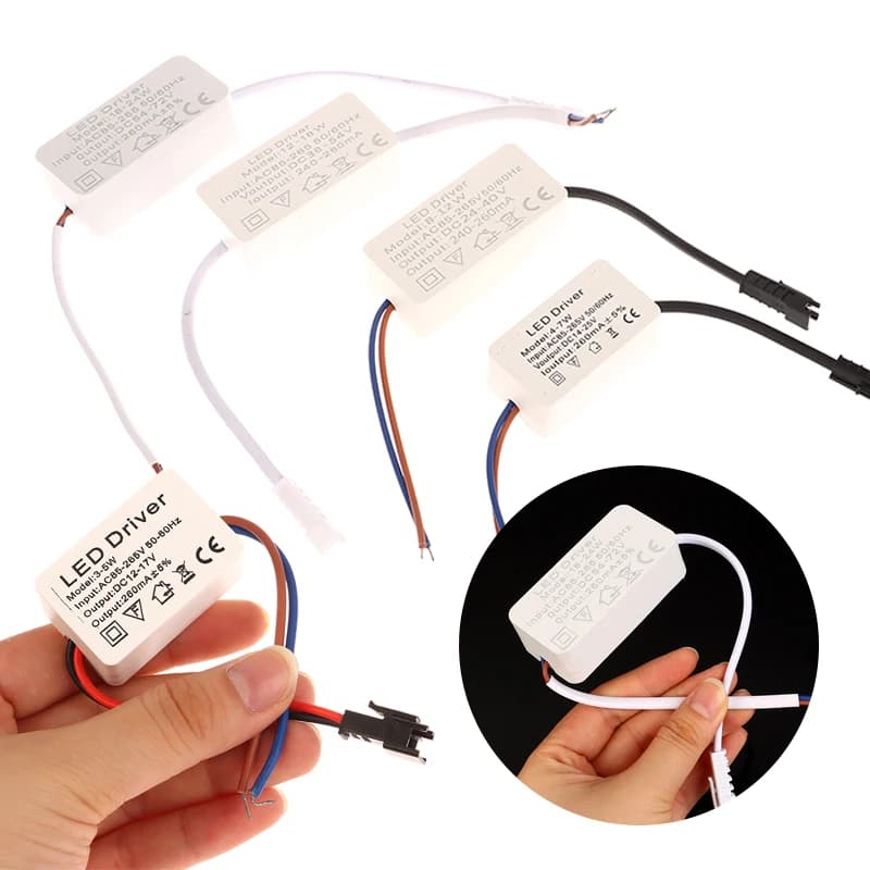 1pc 1-3W 3-5W 4-7W 8-12W12-18W 18-24W Driver LED Trasformatore di luce Adattatore di alimentazione a corrente costante Striscia lampada LED Driver di alimentazione
