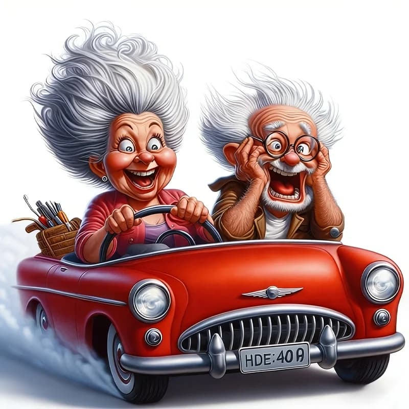 6" Old Couple Racing Vinyl Decal Sticker for Laptop,Water Bottle,Truck,Phone,Motorcycle,Window,Wall,Cup