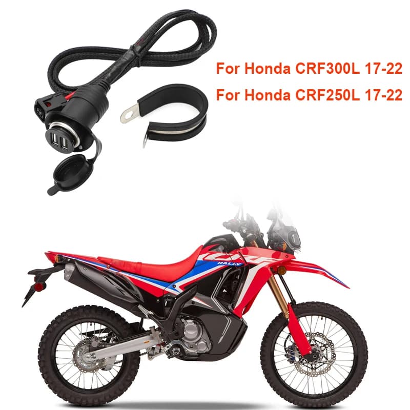 Dual USB Charger QC 2x 2.1A 2 for Honda CRF300L CRF250L 17-22 Rally100mAh Switched Power Supply '17 on Plug And Play CRF 250 L