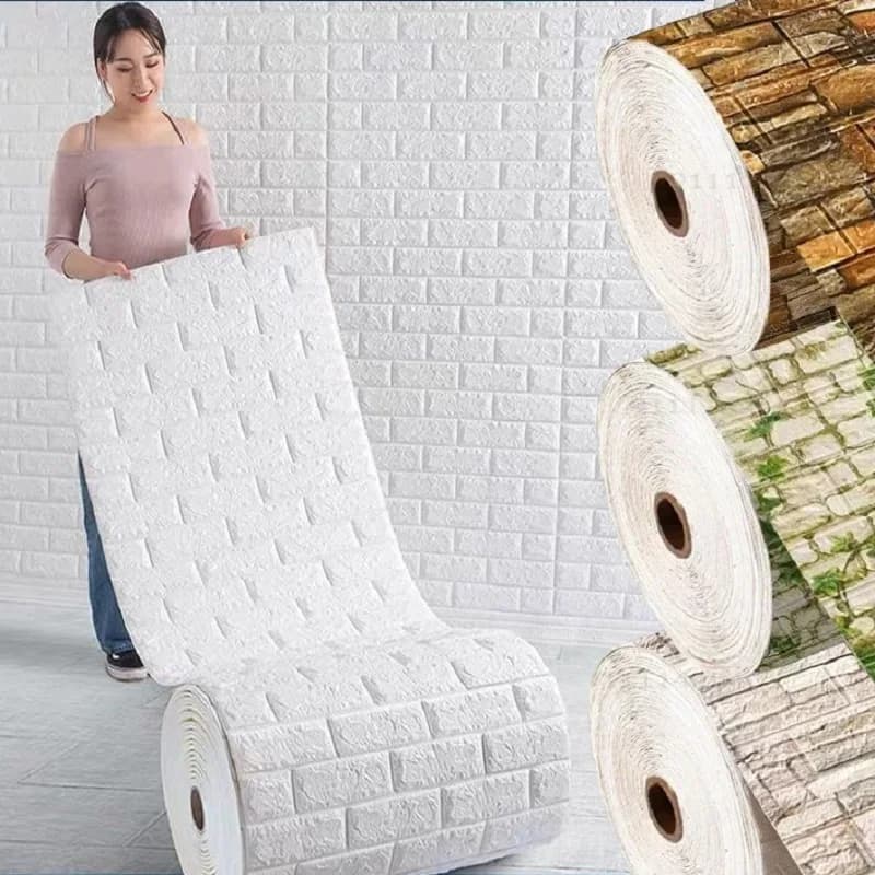 70cmx1/5/10m 3D Schiuma Carta da parati autoadesiva Adesivi murali in mattoni impermeabili Soggiorno Camera da letto Adesivi murali Decorazione della casa