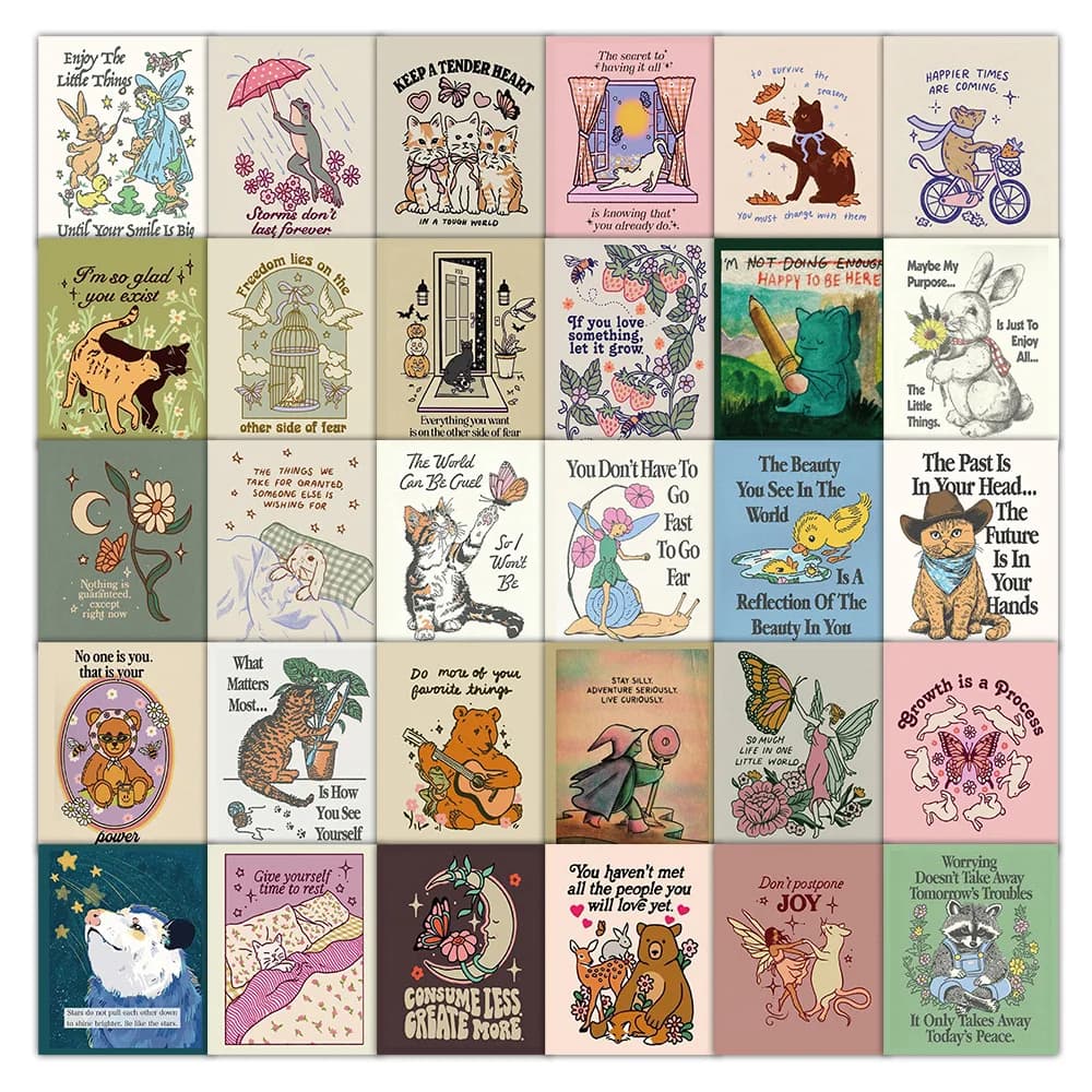 50/100 pz Vintage Anima Citazione Illustrazione Adesivi Nuovo Rimovibile Impermeabile per Tazza Busta Diario Notebook Decalcomanie Da Parete