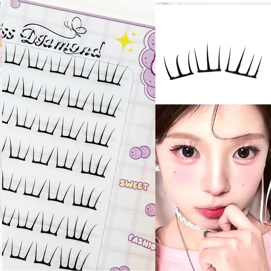 Natural Top 10 File, Extensions Eyelashes Without Colla, Group of Slightly Wrinkled Eyelashes for Korean Women