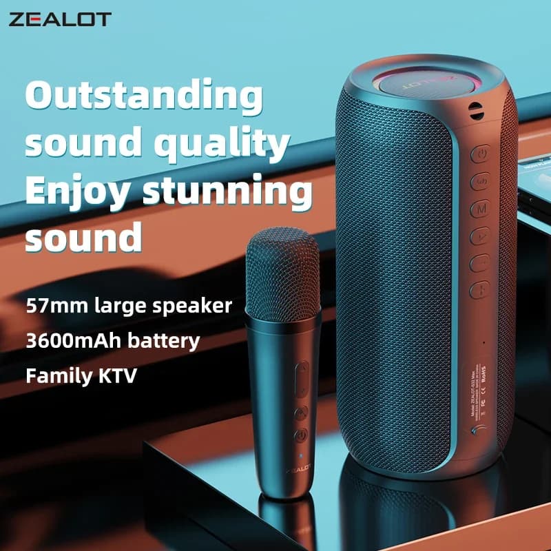 zealot-S69M Sistema di altoparlanti Bluetooth 5.3 portatile per karaoke con 1 o 2 microfoni wireless Regalo di compleanno per canto in famiglia a casa