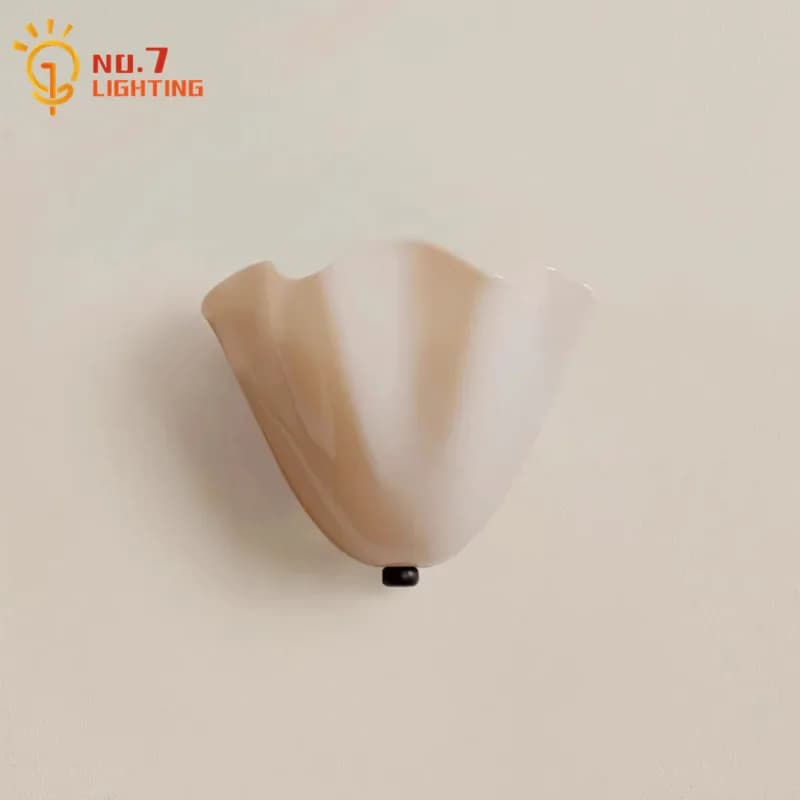 Lampada da parete in vetro colorato americano retrò francese Wabi Sabi LED E14 Shell Decorazione artistica montata a parete Soggiorno Studio di sfondo
