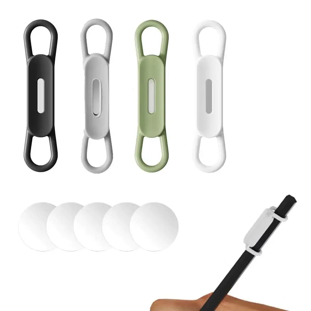 4pcs/set Easy To Store Magnetic Pen Pencil Holder Light Weight Colorful Elastic Band Pen Holder Vintage Portable