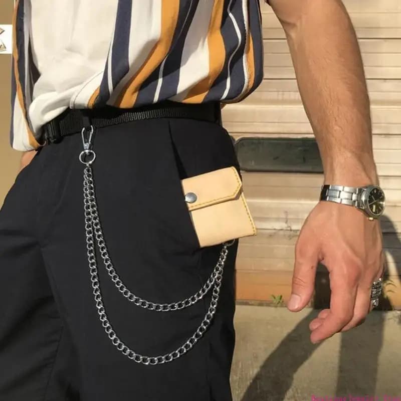 E1PE Catene per jeans Catena per tasca Catena per portafoglio Catene per cintura Pantaloni argento Catene per hip hop