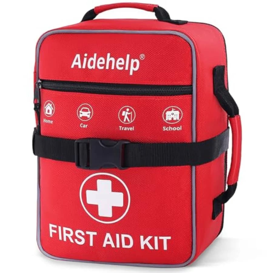 Kit di Pronto Soccorso Premium da 520 Pezzi, Grande Kit Medico d'Emergenza Rosso per Sopravvivenza, Auto, Casa, Viaggi, Campeggio, Escursionismo, Scuola