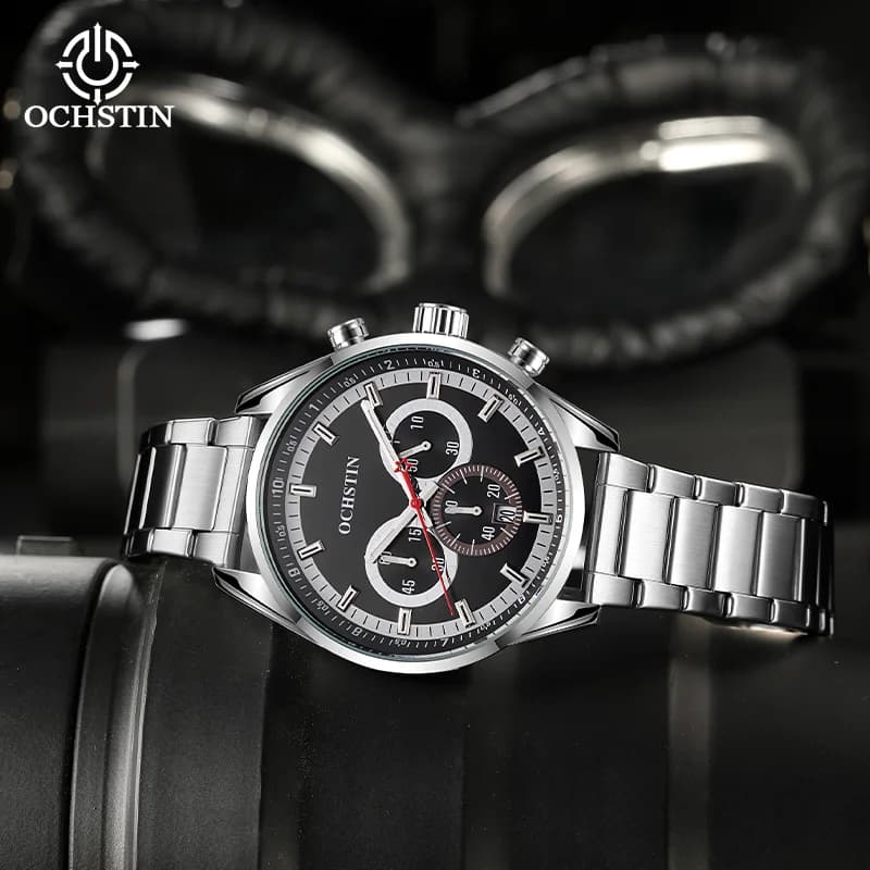 OCHSTIN Men's Wrist Watch With Stainless Steel Strap For Men's Quartz Movement Men's Waterproof Luxury Working Watch