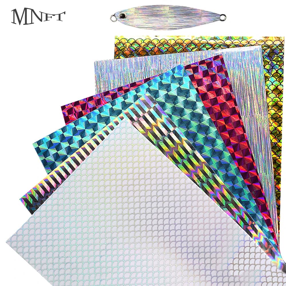 MNFT Prodotto Premium 6Pc Esca Metallica Autoadesiva Cambia Colore Adesivo Duro Paillettes Richiamo di Pesca Olografico Scaglie di Pesce Nastro Pellicola