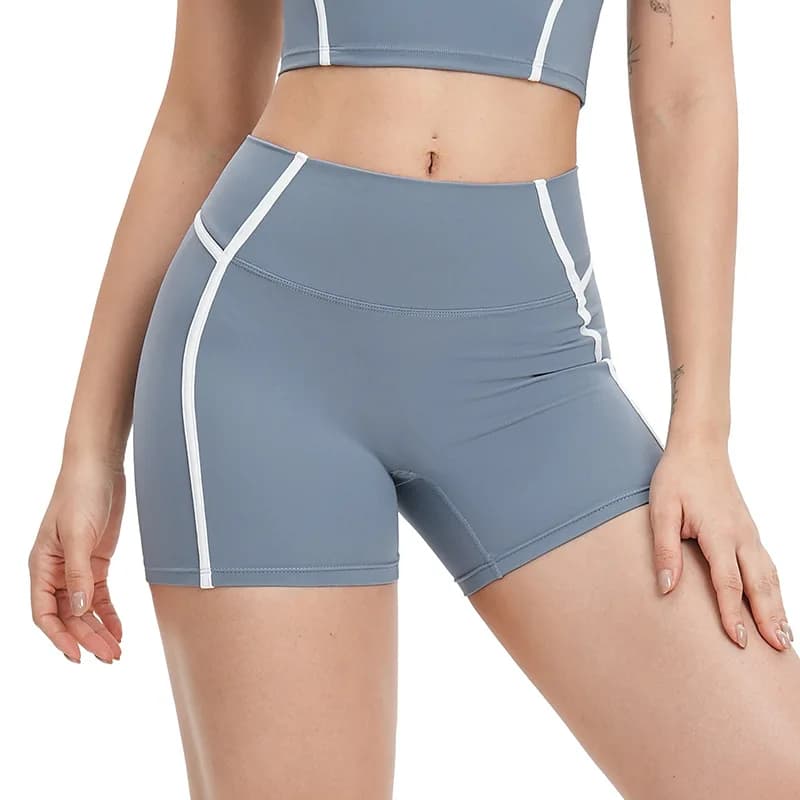 Ningyu Pantaloncini da yoga Allenamento in palestra Colore a contrasto Sport Corti da donna Vita alta Fitness Push Up Pantaloncini sportivi Pantaloncini da ciclismo Donna