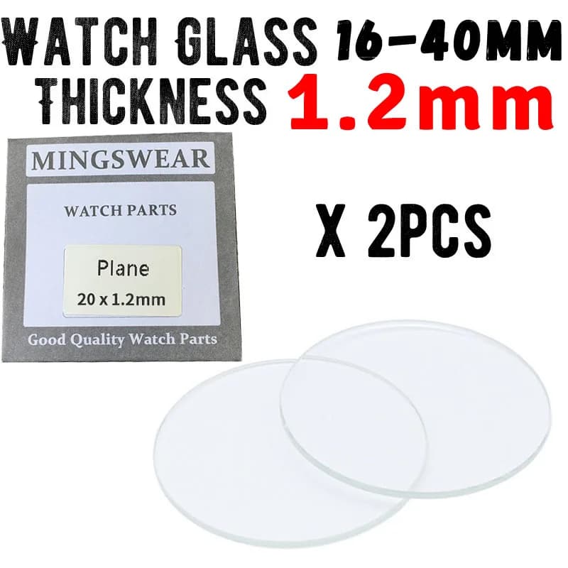 2x thickness 1.2mm spare glass for 16mm to 40mm watch Smartwatch repair tool for flat mirror glass watch with crystal round lens