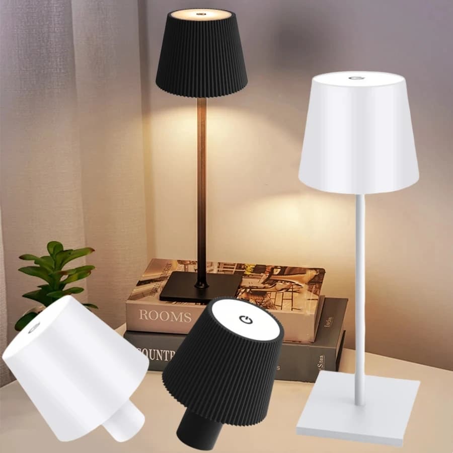 Lampada da scrivania a LED ricaricabile Interruttore tattile 3 colori Dimmerabile per Bar Ristorante Studio Club Cena Ambiente Decor Illuminazione da tavolo