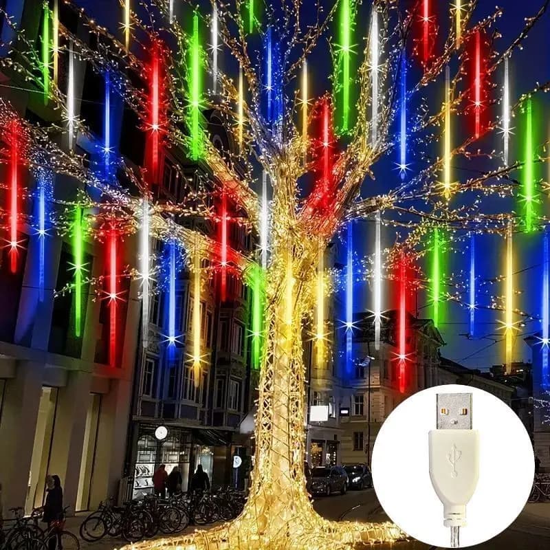 Luci LED a Cascata USB con 8 Tubi, 30cm/50cm, per Matrimoni, Ramadan, Decorazione Casa e Camera da Letto, Lampada Ghirlanda per Feste