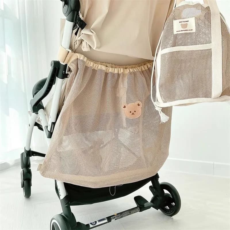 Borsa da appendere per passeggino riutilizzabile Borsa da passeggino in rete estiva Organizzatore per pannolini Articoli per bambini Custodia per pannolini Accessori per carrello di grande capacità