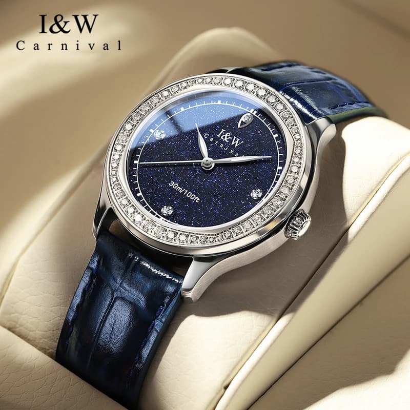 Women's Relogio Female IW Watches with Fashionable Diamonds for Women's Waterproof Luminous Quartz Watches Sapphire Leather 2025