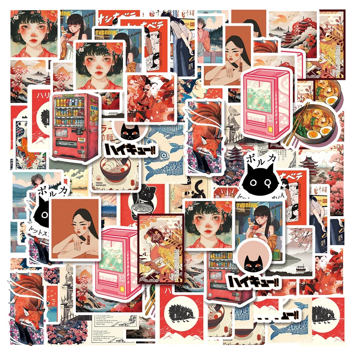 30 pezzi di adesivi graffiti classici per ragazza giapponese decorati per notebook, tazza d'acqua, diario, valigia, chitarra, studente, cancelleria, decalcomanie in PVC